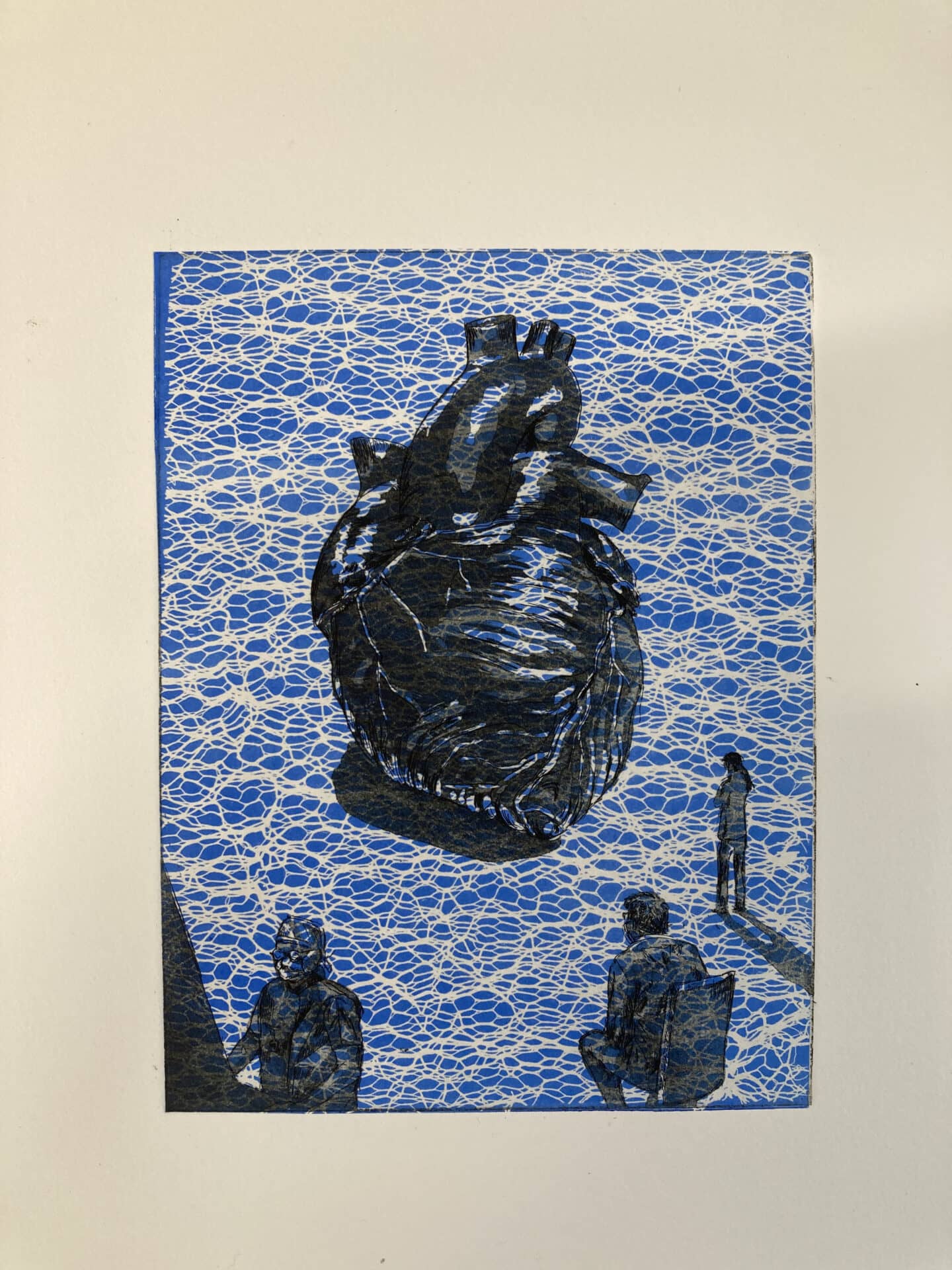 Blue Heart, etching, 2022